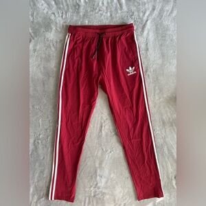 Adidas Originals Red Slim Fit Track Pants 3-Stripe Trefoil Logo Size L